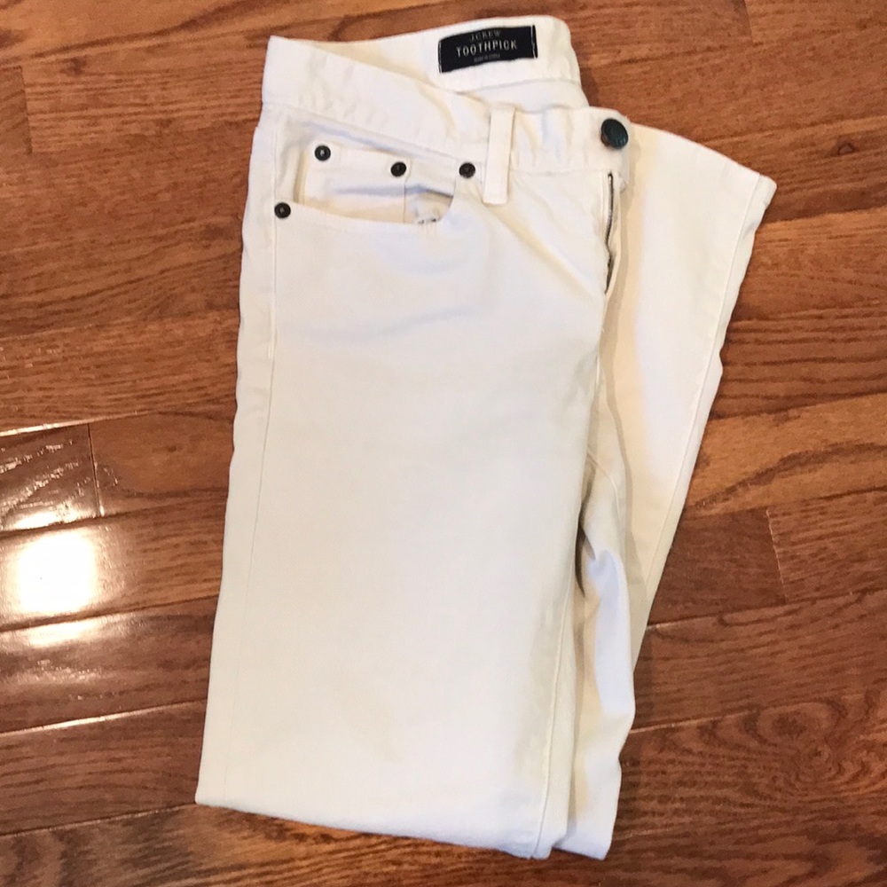 J crew toothpick ankle jeans in off white